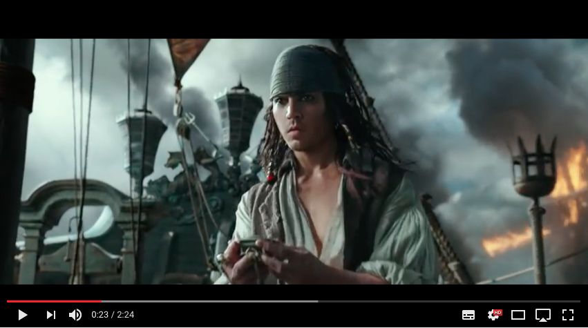 映画『パイレーツ・オブ・カリビアン/最後の海賊』。若い頃のジャック・スパロウ